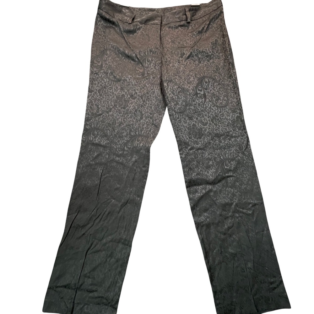 Kenzie Women 12 Black Damask Jacquard Straight Leg Trousers Whimsigoth Academia